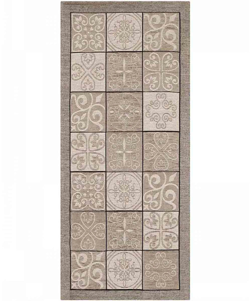 Tappeto disegno MAIOLICA TORTORA decorazione piastrelle ceramica, passatoia cucina multiuso lavabile in lavatrice e anti-scivolo cm.55x190