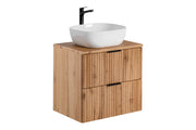 Set mobili bagno 60 cm con piano e lavabo da appoggio Smile Adel Oak 60 x 1401 x 46 cm