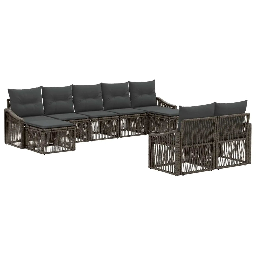 Set Divano da Giardino 9 pcs Grigio polyrattan 3436133