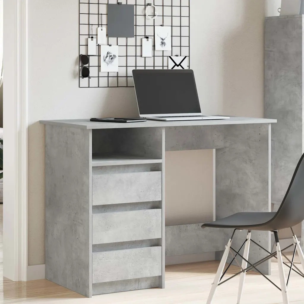 Scrivania | Tavolo da Ufficio Grigio Cemento 102x50x75 cm in Legno Multistrato