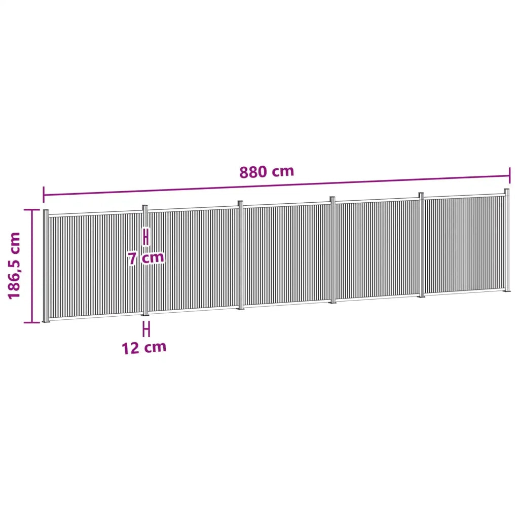 Pannello di Recinzione 5 pcs WPC e Alluminio Nero