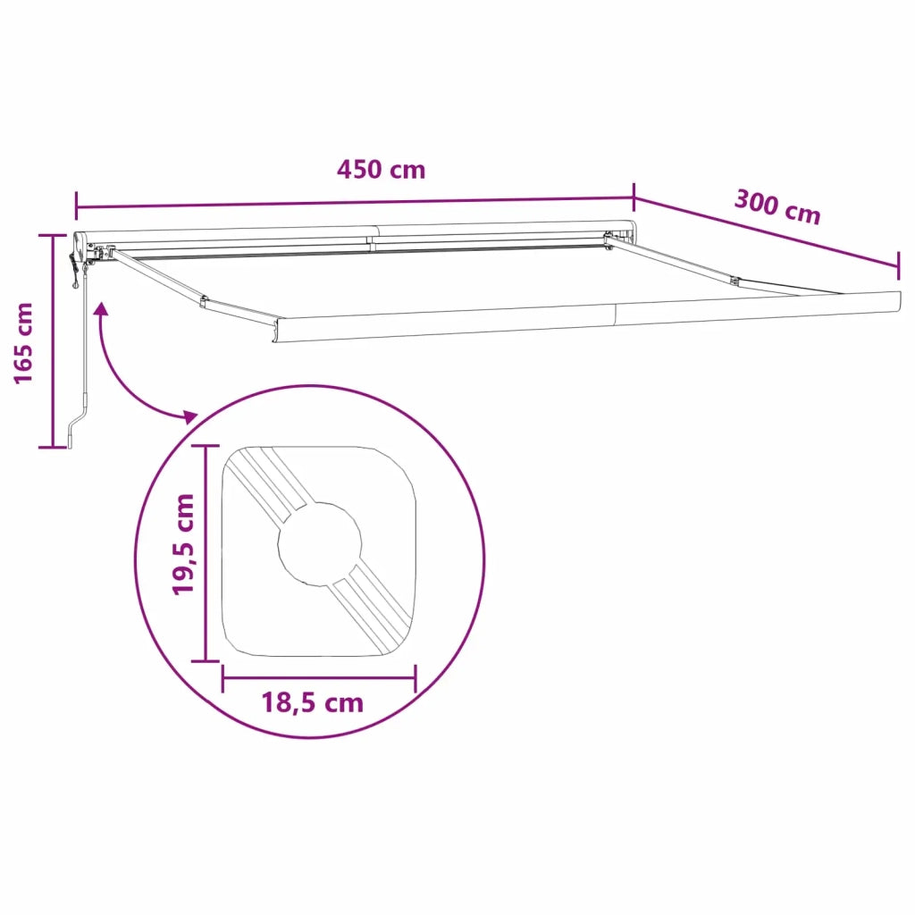 Tenda retrattile Tortora 450 × 300 cm Tessuto e Metallo 3426230