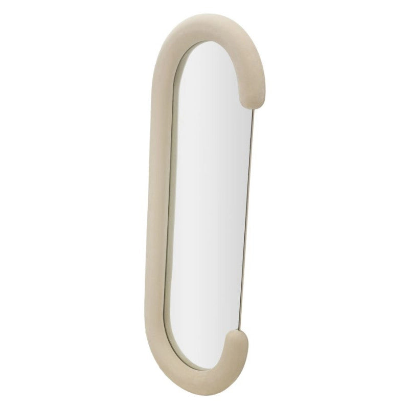 Specchio Da Muro Chantal Velluto Crema cm 60x7x160