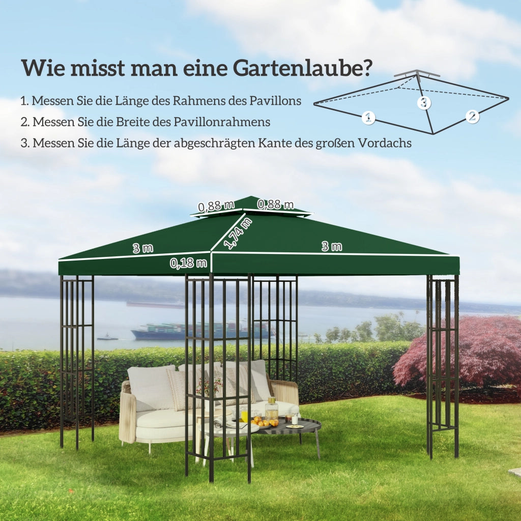 Tetto sostitutivo per gazebo 3x3m ¨C zephmum ¨C verde scuro in poliestere impermeabile