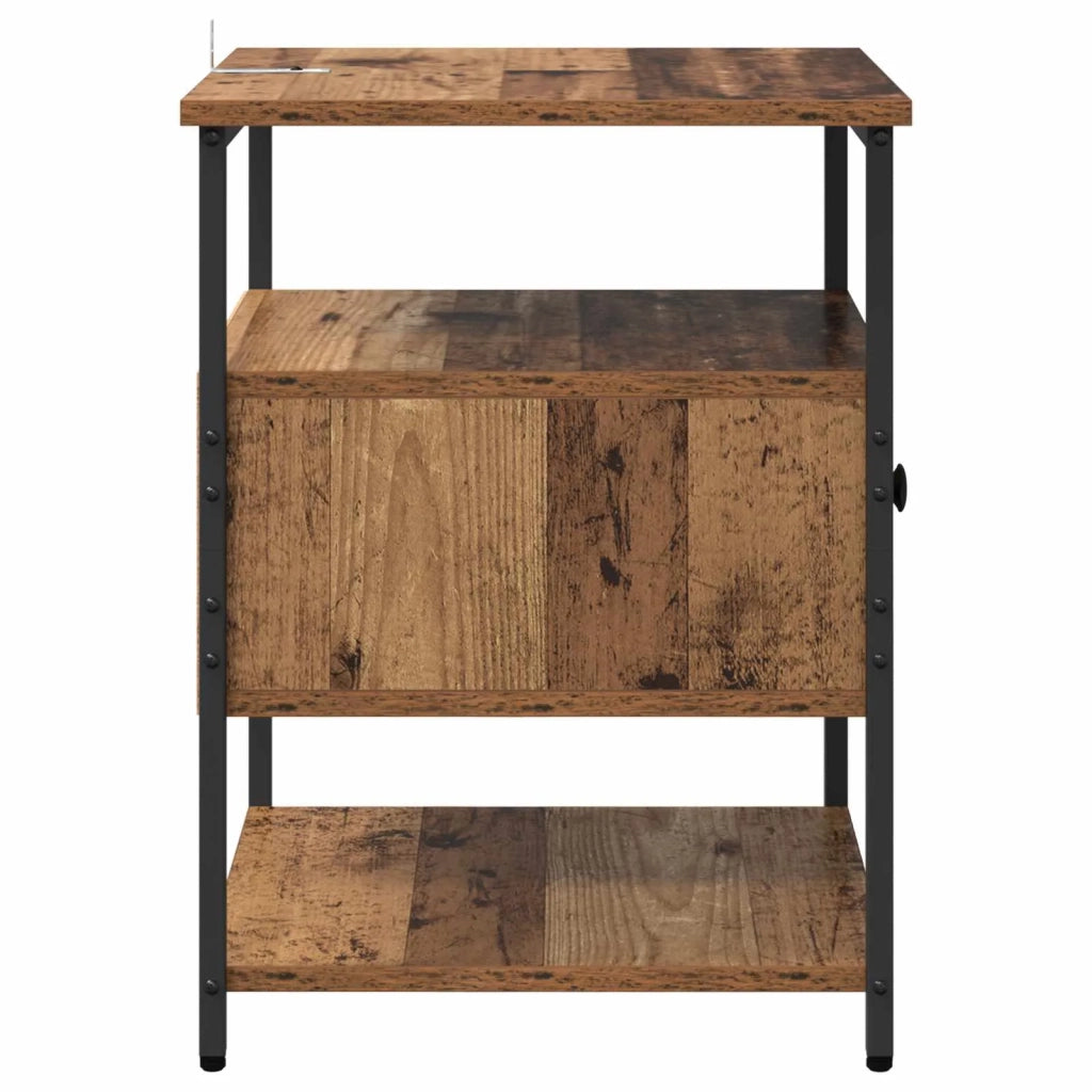 Set di 2 Comodini | Armadio da Notte | Mobiletto da notte Legno vecchio 40 x 42 x 56 cm