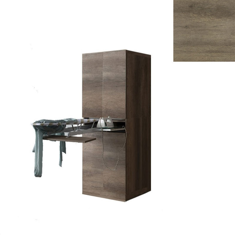 Mobile Lavanderia a Colonna per Lavatrice o Asciugatrice con Asse da Stiro e Ante 70x70x192A cm in Nobilitato Unika Olmo