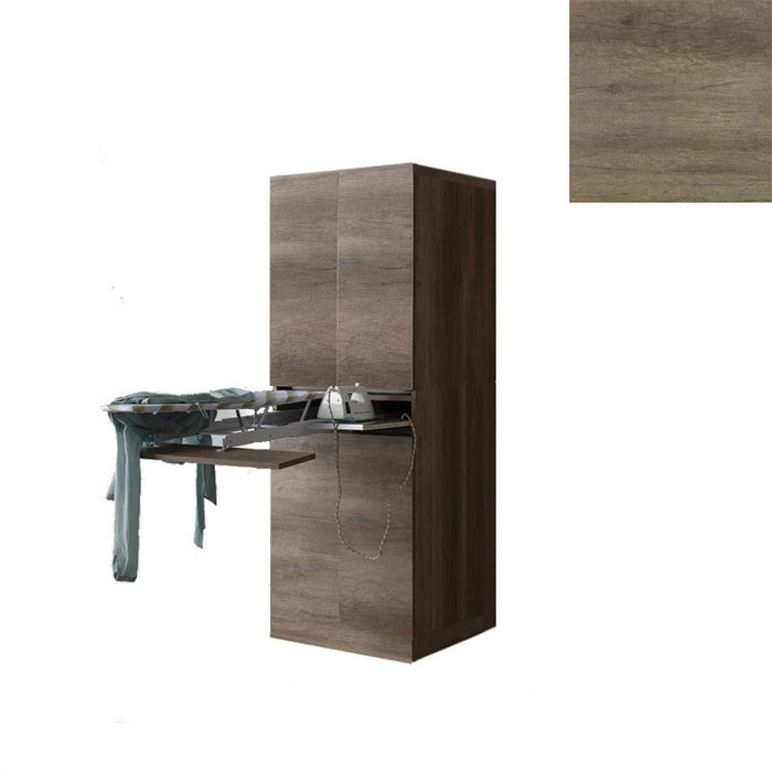 Mobile Lavanderia a Colonna per Lavatrice o Asciugatrice con Asse da Stiro e Ante 70x70x192A cm in Nobilitato Unika Olmo