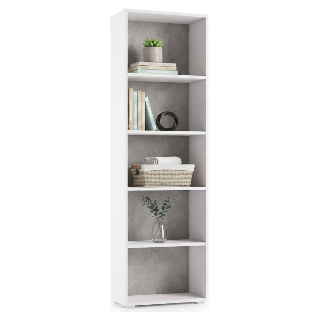 Biblioteca Allevien, Libreria 5 Ripiani Made in Italy, 60x30x195h cm Bianco