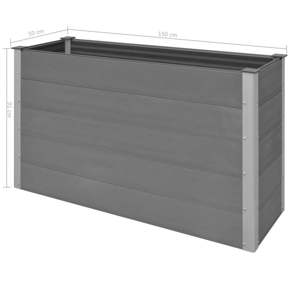 Fioriera rialzata per piante e fiori giardino WPC 150 x 50 x 91 cm grigio 02_0001241