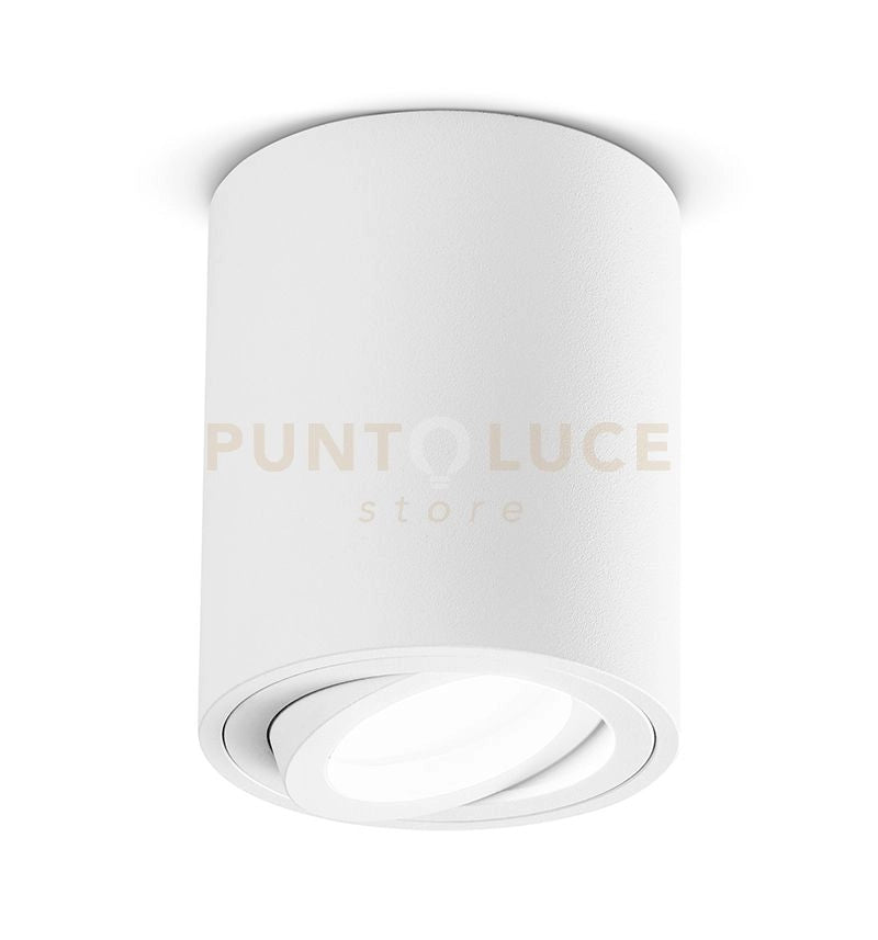GFA351- - FARETTO H. 9,6CM TONDO BIANCO ORIENTABILE IN ALLUMINIO 1 LUCE ATTACCO GU10