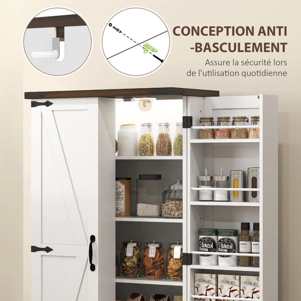 Mobile Cucina con 12 Ripiani ¨C Xylo ¨C Bianco con Luce LED, 60x40x120 cm