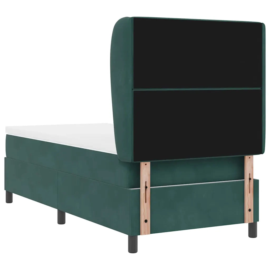 Letto a molle con materasso Verde Scuro 200 x 100 cm Velluto 3340865