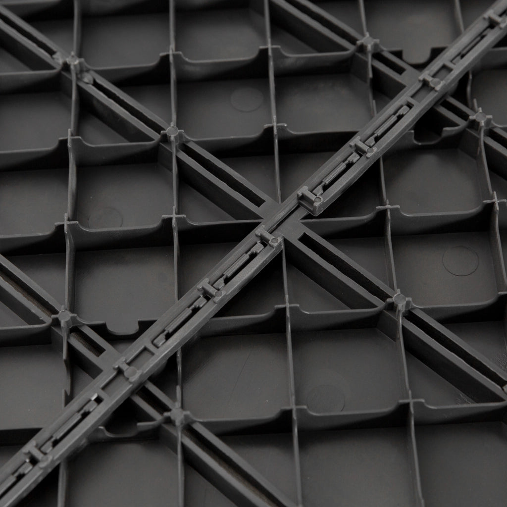 Set 9 piastrelle ad incastro per terrazza e balcone in plastica nera 30x30 cm