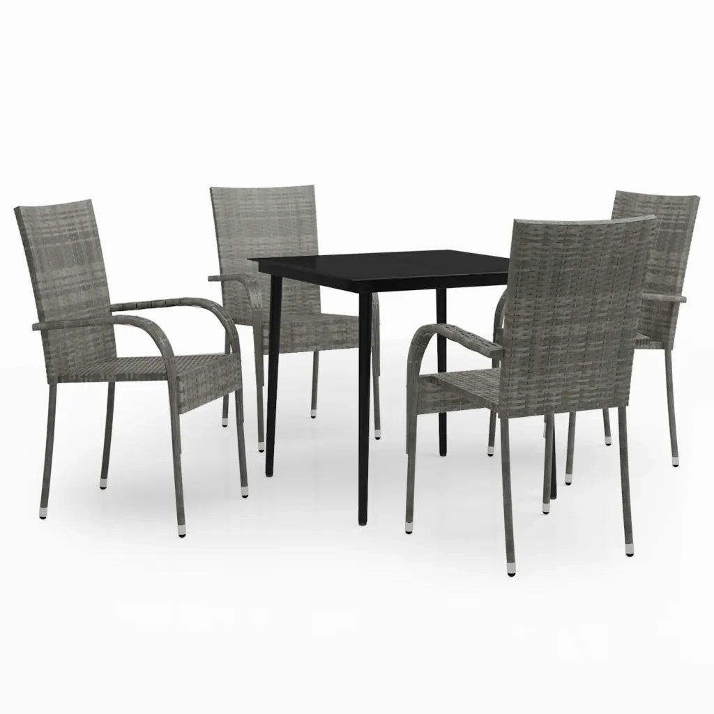 Set da Pranzo da Giardino 5 pz | Set Salotto da Giardino Grigio e Nero