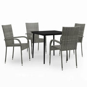Set da Pranzo da Giardino 5 pz | Set Salotto da Giardino Grigio e Nero