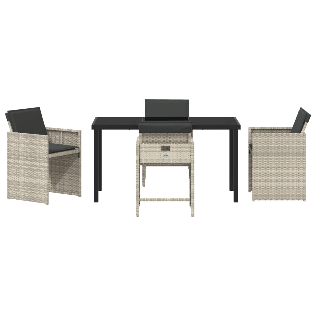 Set di Mobili da Giardino con Cuscini Grigio Chiaro Polirattan