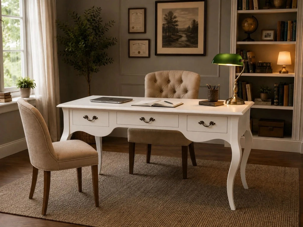 Scrivania in legno laccato bianco opaco l.150 x p.75 h.80 - Mobili 2G