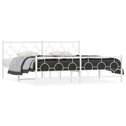 Letto matrimoniale | Letto per adulti | Giroletto con Testiera e Pediera Metallo Bianco 193x203 cm