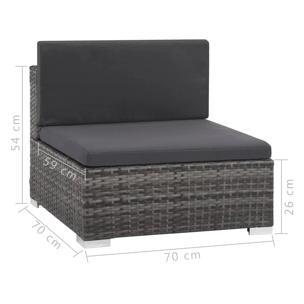 Set di mobili da giardino mobili da esterno 6 pezzi con cuscini resina intrecciata grigia 02_0016863