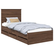 Letto singolo | Letto per adulti | Struttura del letto con cassetto Rovere Marrone 90 x 200 cm