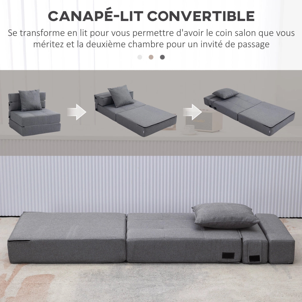 Poltrona letto ¨C Zephmum ¨C Grigio, tessuto, con cuscino