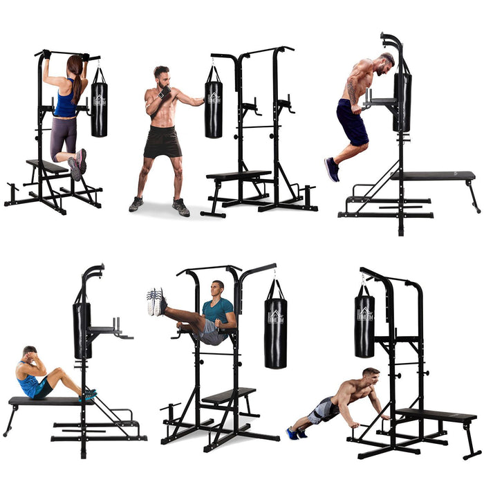 Postazione Multiuso con Panca e Sacco Boxe   Nera