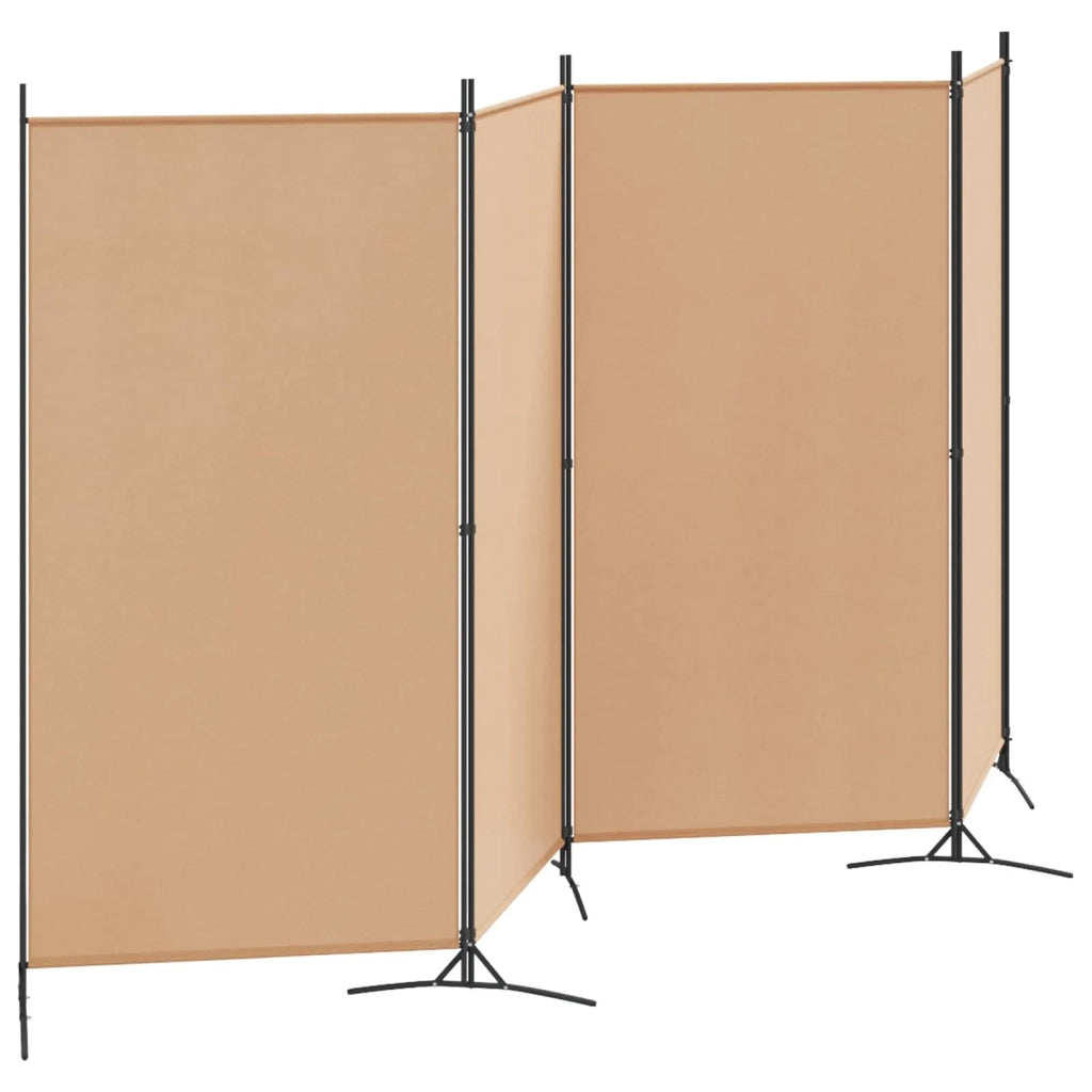 Divisorio Ambienti | Divider per stanze | Paravento a 4 Pannelli Beige 346 x 180 cm Tessuto