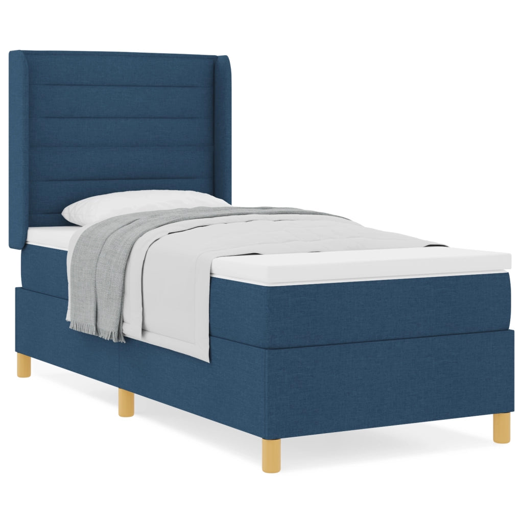 Letto Box Spring con Materasso Blu 90x190 cm Tessuto