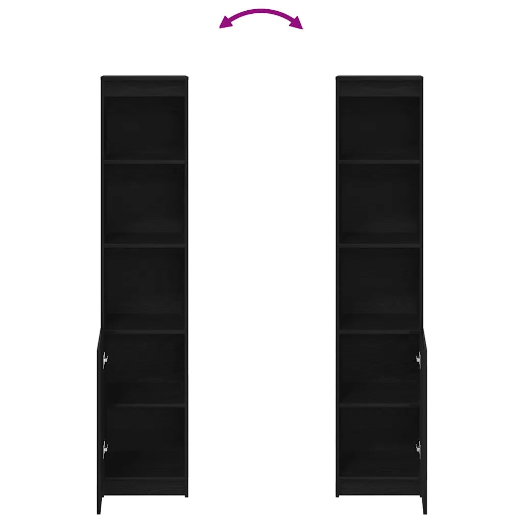 Credenza Rovere Nero 37,5x35x180 cm in Legno Multistrato 861671
