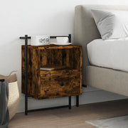Comodino a Muro-Tavolino da notte sospeso Rovere Fumo 40x30x61 cm Legno Multistrato