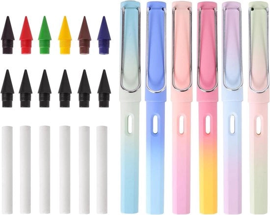 Set di Matite con Testine e Gomme Sostituibili | Adatto per Bambini e Adulti | Set di Colori con 6 Pezzi