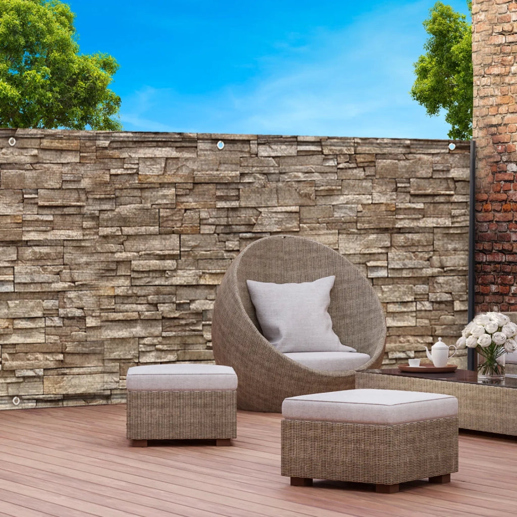 IDMarket - Schermo oscurante 1,2 x 10 M con motivo a pietra marrone 160 gr/m²