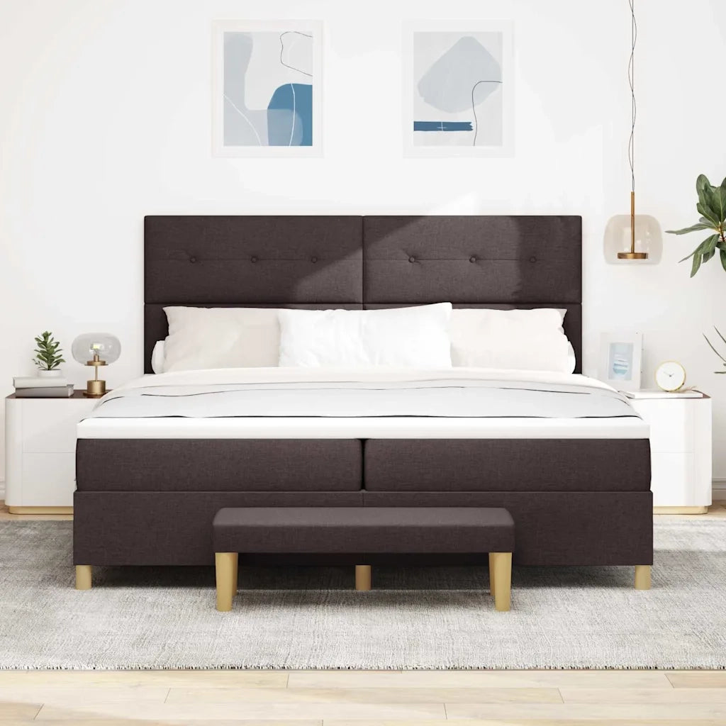 Letto a molle con testiera Marrone scuro 200 x 200 cm Tessuto 3344327