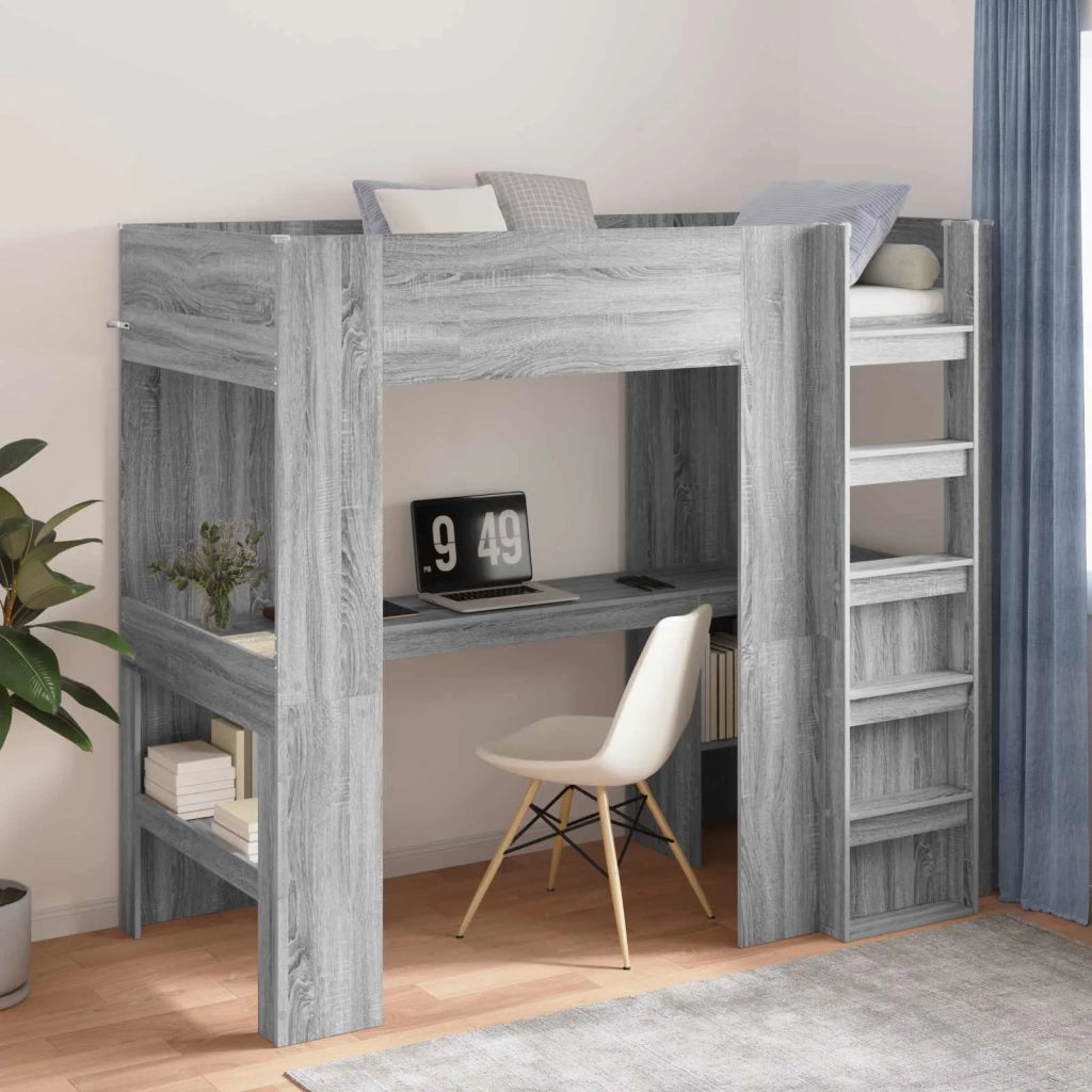 Struttura letto a castello con scrivania Grigio Sonoma 3410464