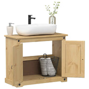 Mobile Lavabo da Bagno-Armadietto da bagno Corona 73x33x60cm Legno Massello di Pino