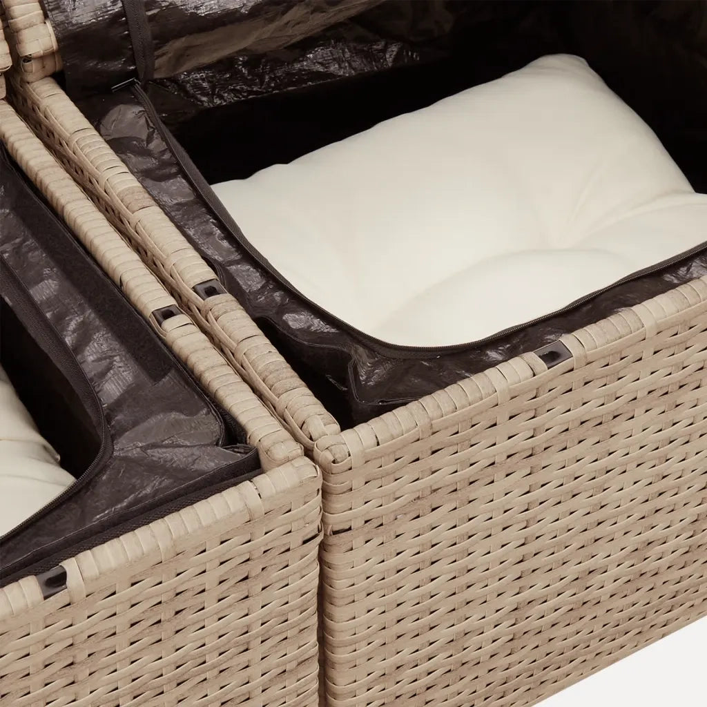 Set Divano da Giardino 8 pz con Cuscini Beige in Polyrattan 3256366