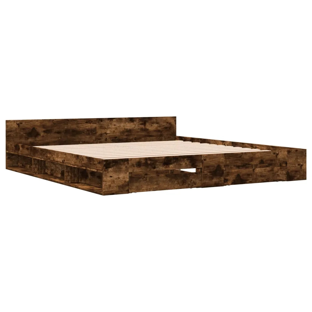 Giroletto con Cassetti Rovere Fumo 200x200 cm Legno Multistrato 3280724