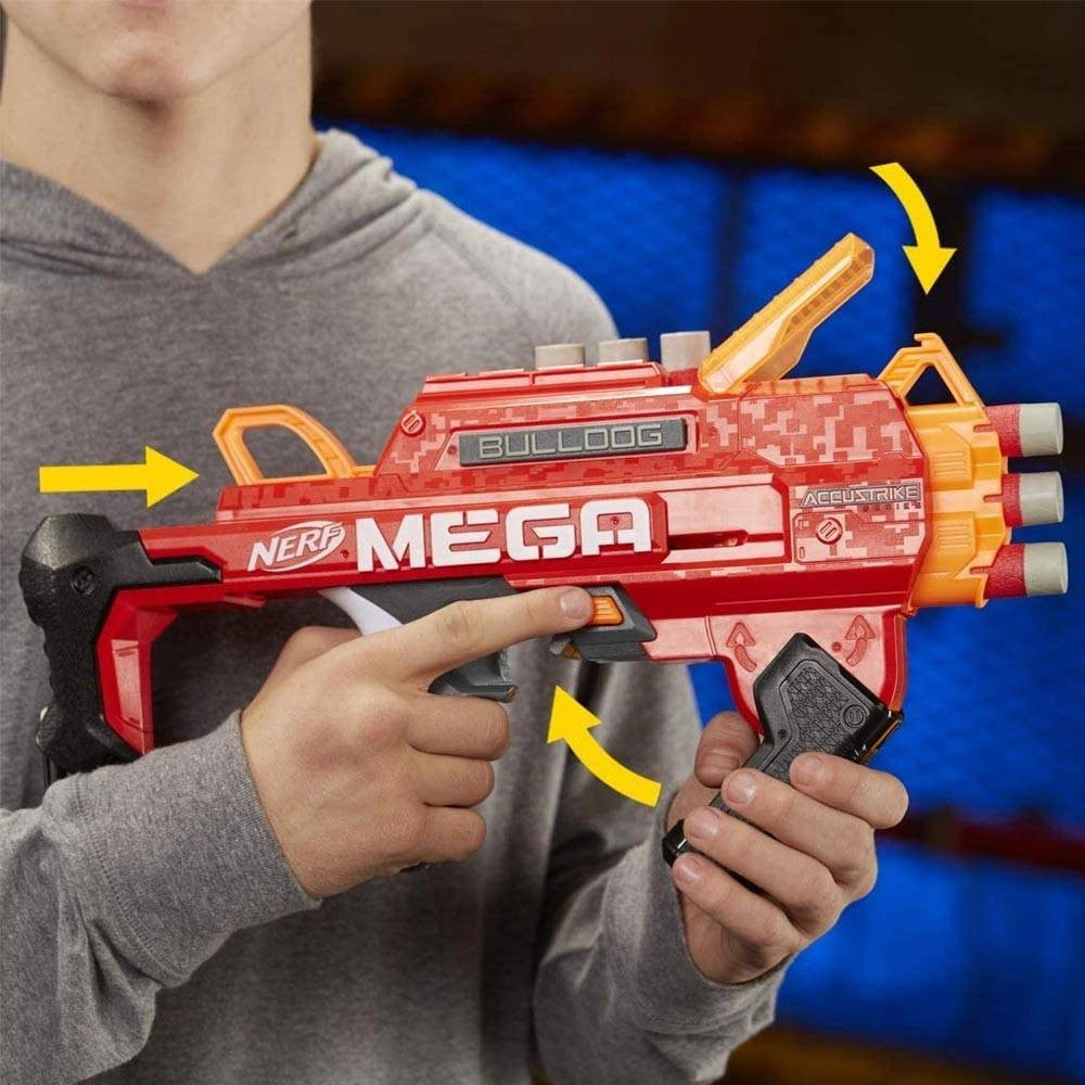 Trade Shop - Fucile Giocattolo Bambini N-strike Mega Bulldog Con 3 Munizioni Accustrike -