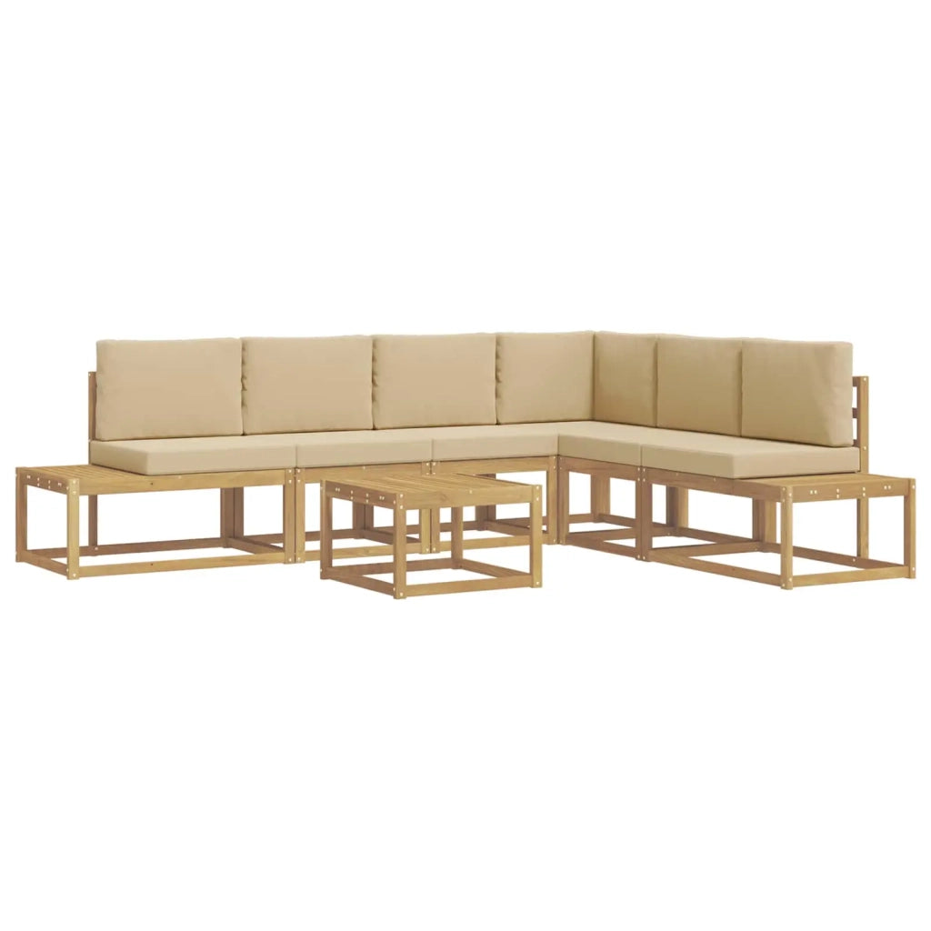 Set di divani da esterno 5 Pezzo Bianco e Beige Poliestere 3388202