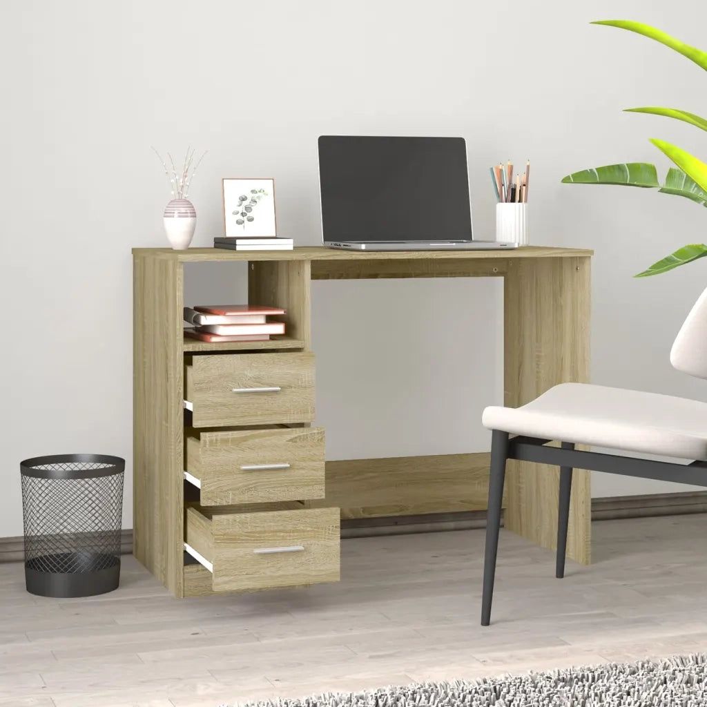 Scrivania Cassetti Rovere Sonoma 102x50x76 cm Legno Multistrato cod mxl 64769