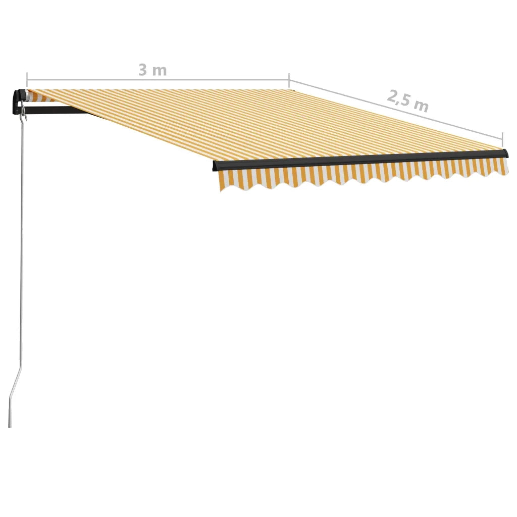 Tenda da Sole Retrattile Manuale 300x250 cm Gialla e Bianca cod mxl 38797