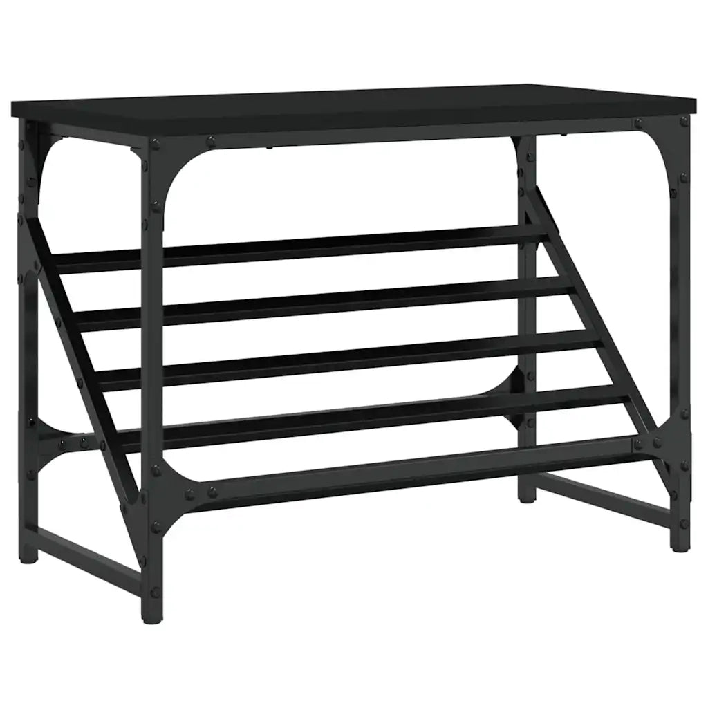 Scarpiera-Scaffale per scarpe Nera 60x30x45 cm in Legno Multistrato