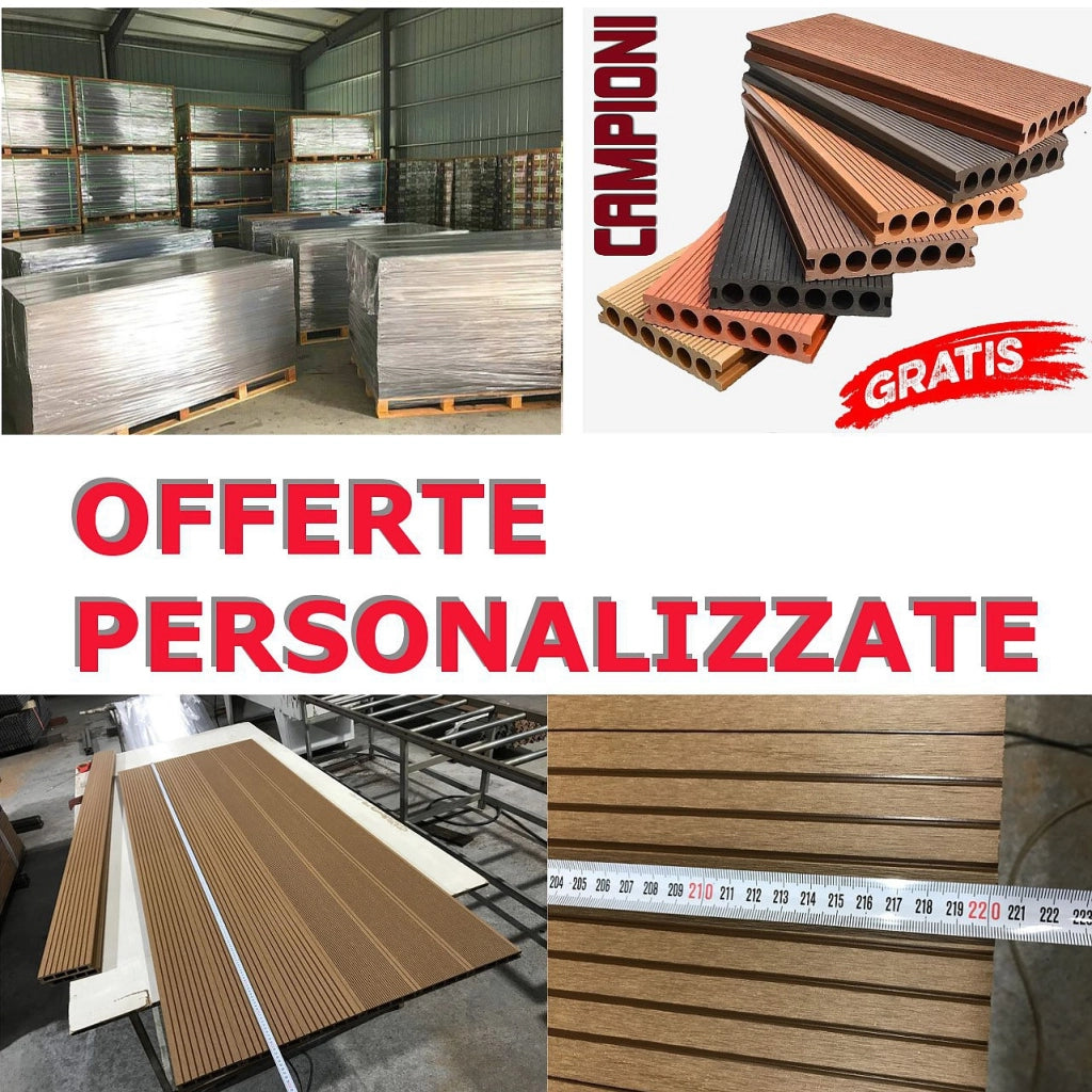 Listoni WPC 30m² per pavimentazione decking colore Grey listone 140x2200mm spessore 25mm