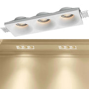 Trade Shop - Porta Faretto In Gesso A Scomparsa 3 Led Fori Da Incasso Soffitto Verniciabile -