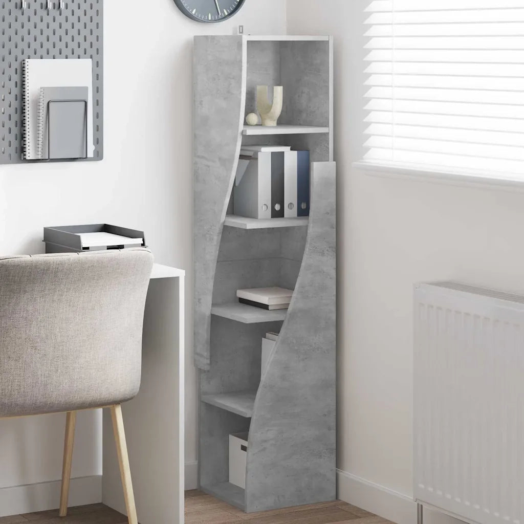 Mobile angolare Grigio cemento 32x32x140cm Legno multistrato 889878