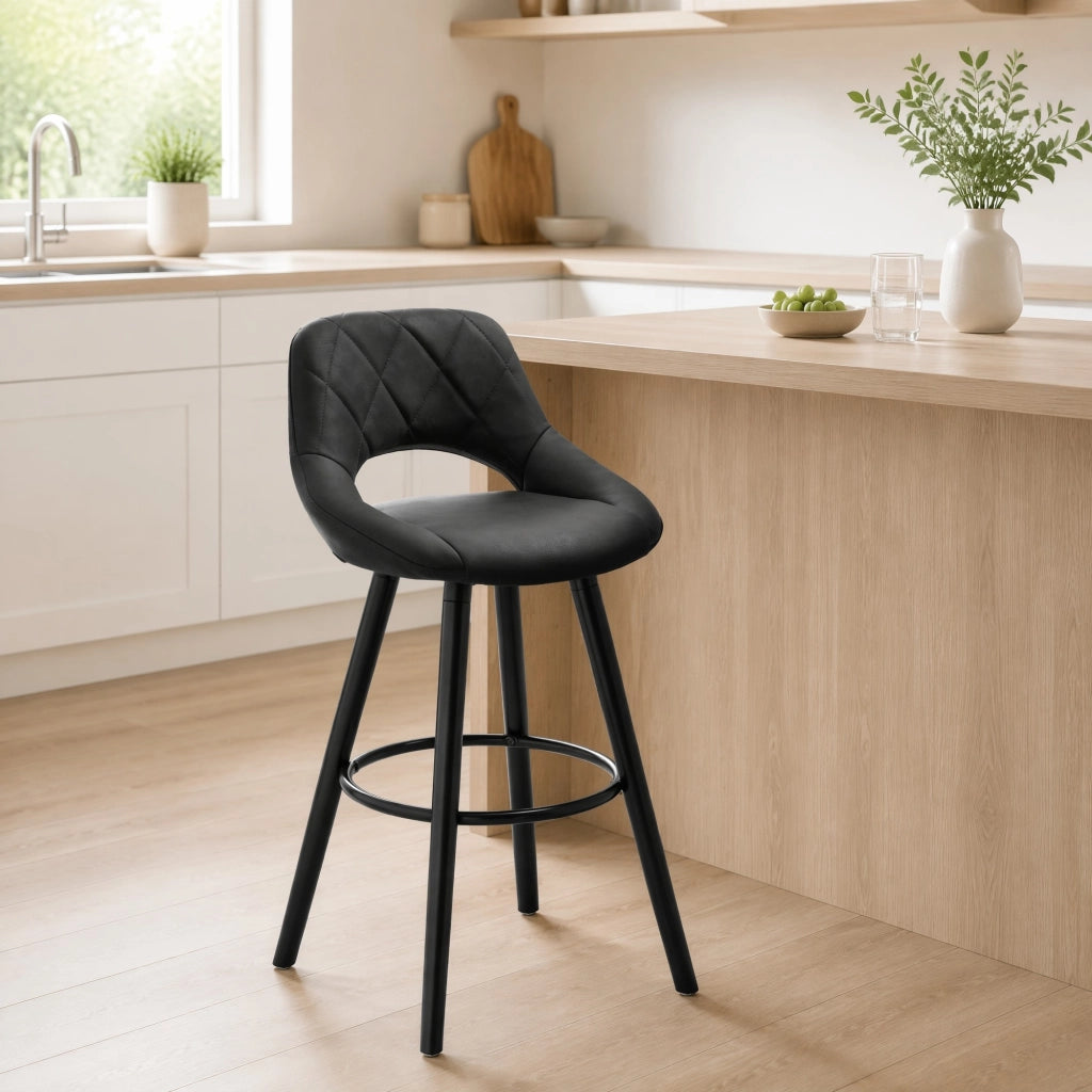 SGABELLO DA BAR Ergonomico 91 cm Anthracite in Tessuto e Legno Massello
