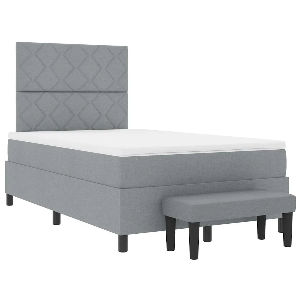 Letto a molle con materasso Grigio chiaro 120 x 190 cm Tessuto