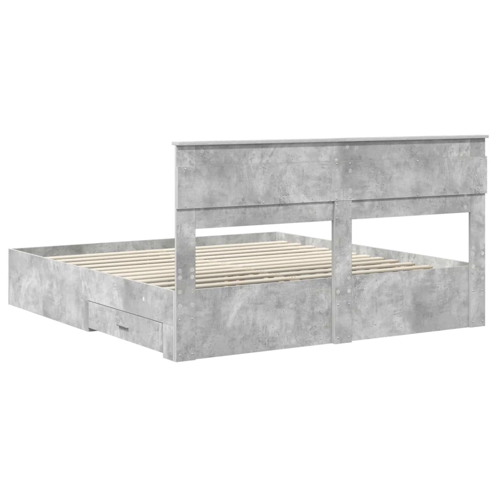 Struttura del letto con testiera Grigio cemento 200 x 200 cm