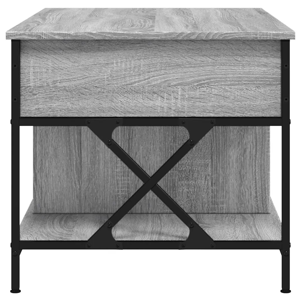 Tavolino Salotto-Tavolino da soggiorno-Tavolo Grigio Sonoma 100x55x50 cm Multistrato Metallo