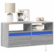 Mobile TV a Parete con Luci LED-Mobile TV a Muro Grigio Sonoma 100x31x45 cm 962316